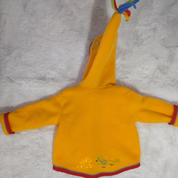 HANNA ANDERSSON Child Unisex Orange Fleece Zip Up Hooded Jacket Size 6-12 Months - Picture 3 of 13